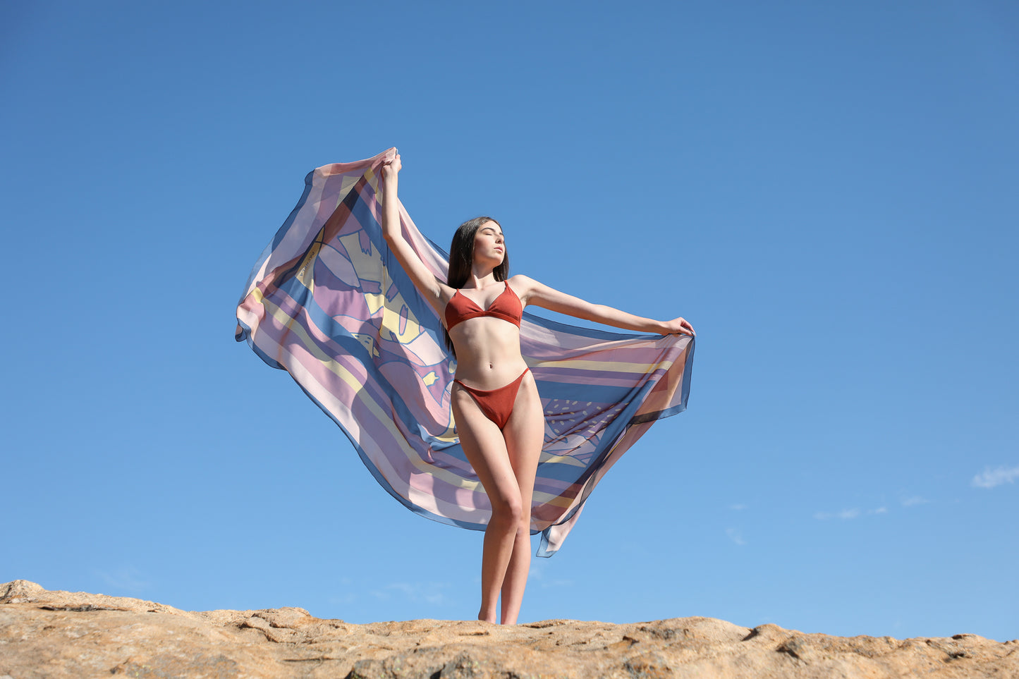 245 x 110 Caro Chiffon Silk Scarf